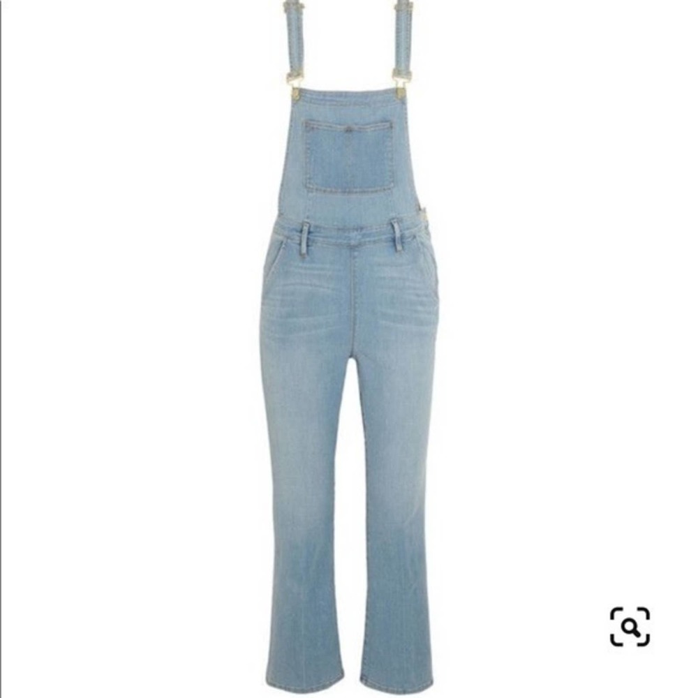 FRAME Denim Antibes Light Wash Overalls Sz Large Crop Leg Gold Details RARE